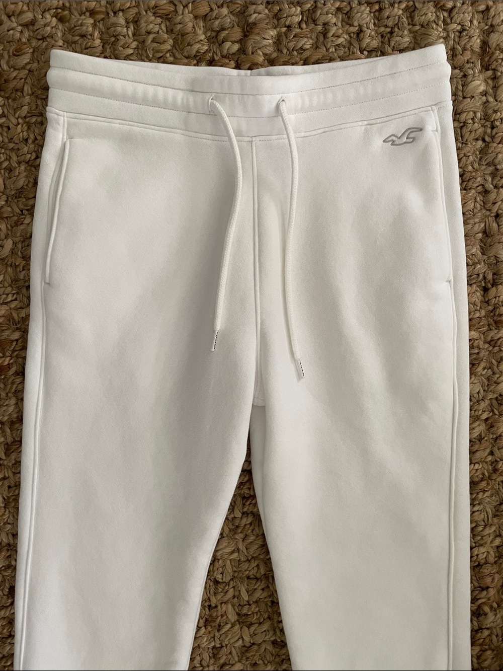 Hollister White Fleece Jogger Sweatpants Women’s Drawstring Lounge Athleisure - Picture 5 of 8